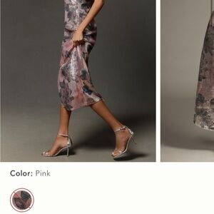 Anthropologie One Shoulder Pink Floral Dress